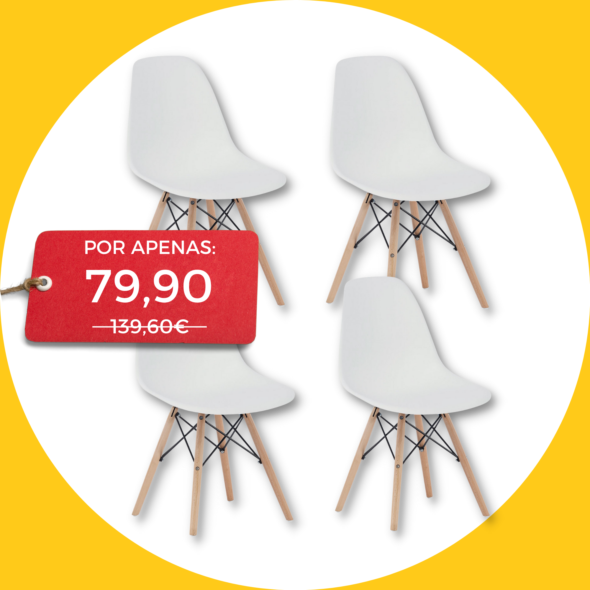 pack 4 cadeiras nordicas branca promocao