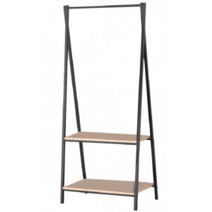 CABIDE PRETO METAL E MADEIRA + 2 PRATELEIRAS