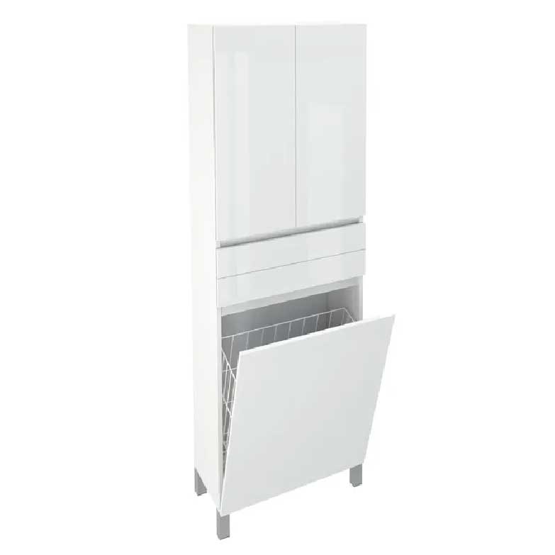 armario-wc-tulha Móvel alto com cesto para roupa